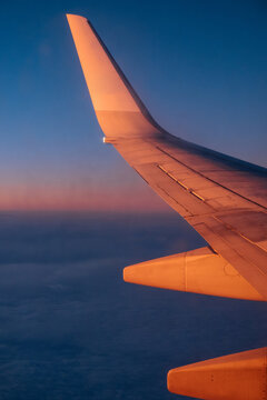 Plane Airfoil During Flight In Sunlight