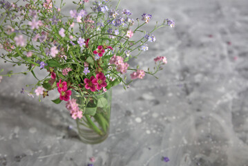 Bunch of flowers on a gray background