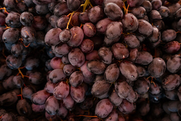 Fresh Fruit Brunch Green Grapes on Shelf in Fresh Fruit market