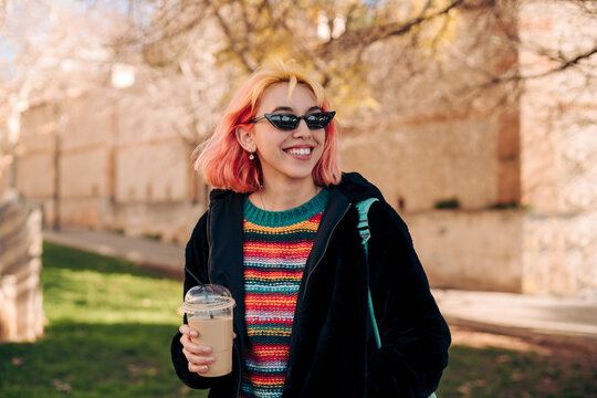 Young student with multicolored hair