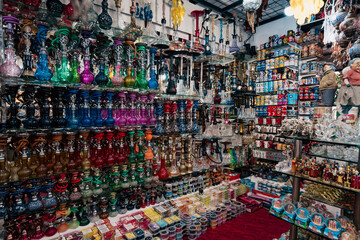 Turkish Bazaar, considered to be the oldest shopping mall in history. Hookah showcase