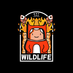 cute man character in cat costume illustration with hipster style. Vector graphics for t-shirt prints and other uses.