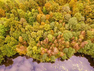 Naklejka premium Tychy Poland lake view during autumn season