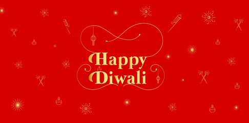 Fototapeta na wymiar Happy Diwali luxury greeting cards, luxury banner design, logo design, icon design, festival logo design, new year, Diwali Festival logo, red background