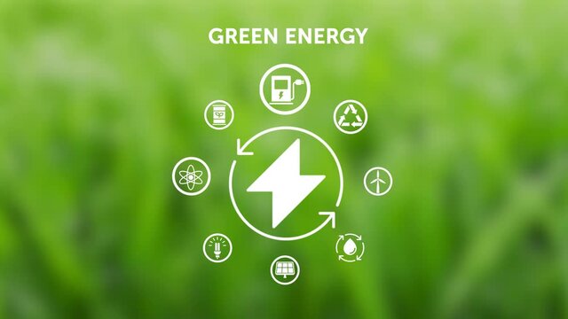 Ecology, recycling, natural environment and green energy icons flat concept 2d animation. 
Suitable for a website, application or movie. Ecological and earth protection.