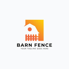 Barn and fence with gold background perfect for building insurance company logo vector illustration design