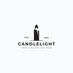 candle with flame logo vector illustration design