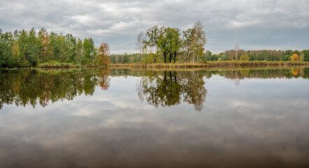 Fototapeta na wymiar Tychy Poland lake view during autumn season