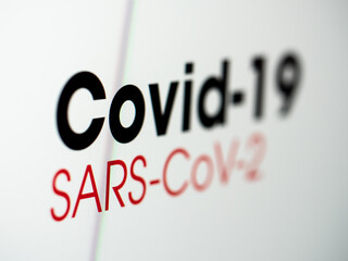 Covid-19 - SARS-CoV-2 - Photo of the word taken on a computer screen