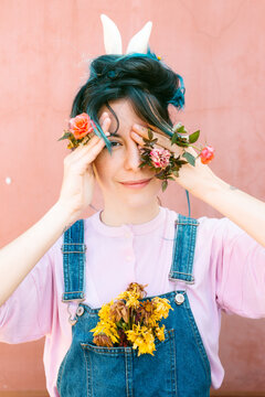 bunny ears and roses.