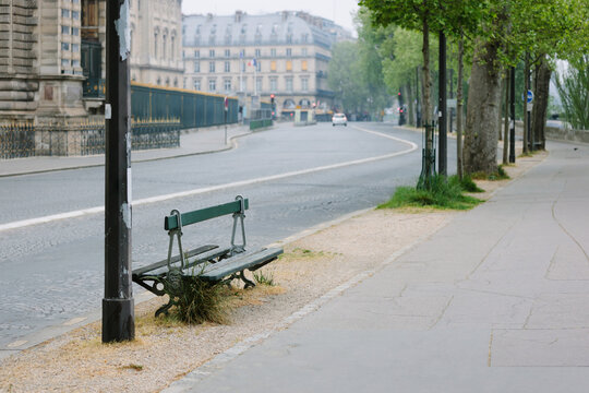 Empty street in Paris during lockdown