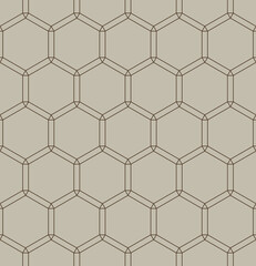 Seamless geometric pattern with editable weight of stroke, hexagon shape brown color. Abstract background template. Vector illustration.
