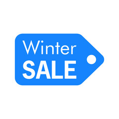 Fototapeta premium Rebajas de invierno. Logotipo con texto Winter Sale en etiqueta de precio en color azul