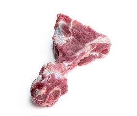 Raw lamb bone isolated on white background