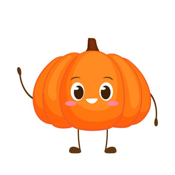 Cute happy orange pumpkin character