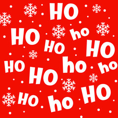 Slogan, saying ho ho ho, Merry Christmas text. Hohoho pattern, Santa Claus, Christmas, xmas design. New Year concept. Flat vector xmas sign.