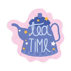 cooking lettering, hand drawn font tea time kettle