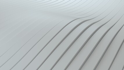 Abstract background with white wavy stripes. Abstract cut paper stripes. Soft light effect. Modern white background template for documents, reports and presentations. Sci-Fi Futuristic. 3d rendering