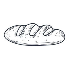 baked bread product wheat icon sketch isolated on white