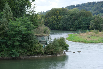 WWII Bunker next to river in Switzerland