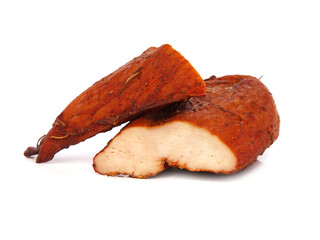 Smoked chicken breast isolated on white