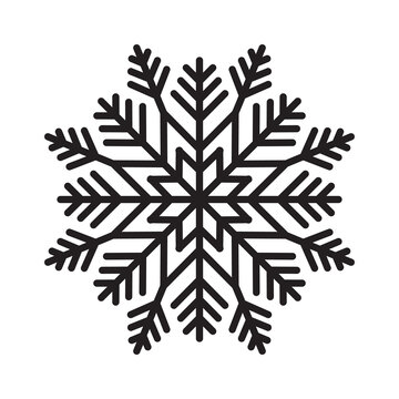 Contour drawing of snowflake on a white background for your creativity.