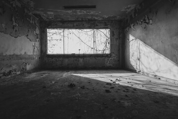 Sunlight seeping through the window into the old empty room