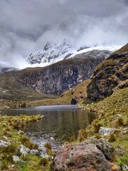 Trekking to Laguna 69, Huaraz, Peru. In Huascarán National Park, this lagoon/lake is at 4650m above sea level. The hike can be challenging due to the high altitude but it has outstanding landscapes.