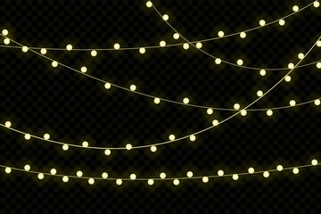 Fototapeta na wymiar Christmas lights isolated on transparent background. Vector illustration.
