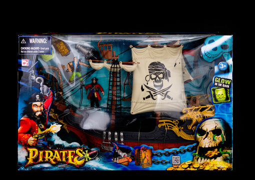Toy Parate Ship by Smyths Brand Displaying Warning and Symbol of Choke Hazard.