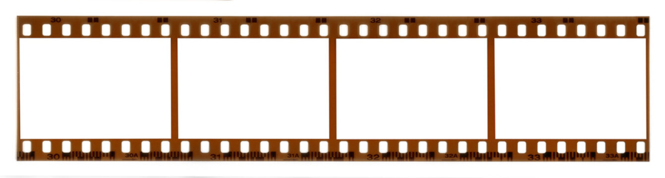 real 35mm negative film strip on white, just blend in your own content, 135 film material, real scan, film border.