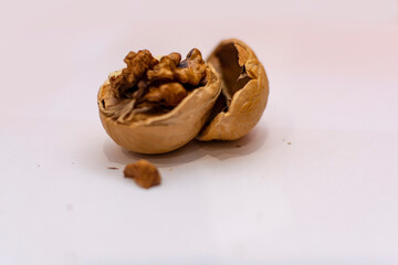 Walnut. A handful of walnuts on the table