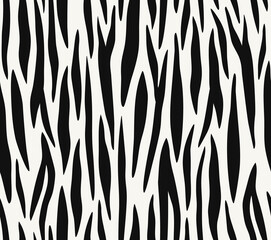 Seamless pattern of zebra texture background elements. Hand-drawn zebra texture in black and white color. Trendy animalistic colorful background for textile, fabric, paper. 