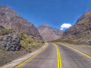 Fototapeta premium Andes Mountains - Cordillera de los Andes, Argentina/Chile. The Andes are the longest continental mountain range in the world, forming a continuous highland along the western edge of South America.