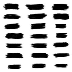 Big collection of black paint, ink brush strokes, brushes, lines, grungy.