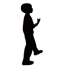 a boy walking body silhouette vector