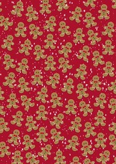 Red gingerbread cookie patterned background 