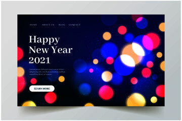 blurred happy Christmas landing page template