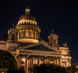Fototapeta na wymiar Isaac's Cathedral at night. Fragment. Saint-Petersburg, Russia