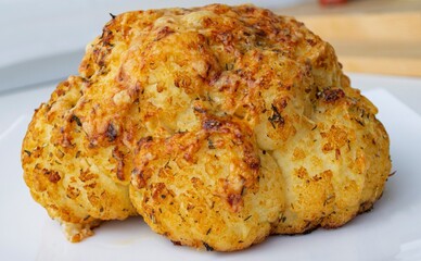 Large cauliflower baked with cheese and spices
