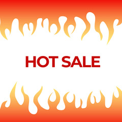 Hot Sale with fire banner template