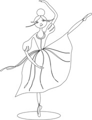 illustration of a ballerina girl in black and white © Nataliia Kheilo