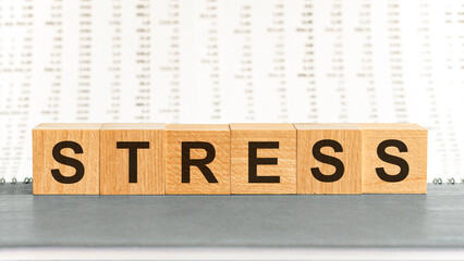 Stress text on wooden table for your desing, concept.