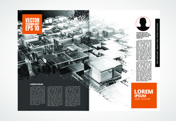 Brochure, ebook or presentation mockup ready for use, vector illustration easy to editable