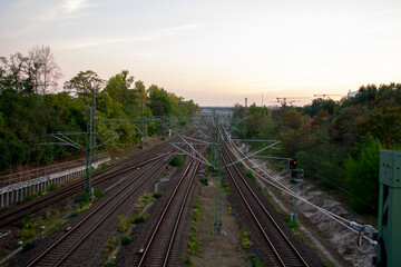 Fototapeta na wymiar Sunset landscape of schoneberg s bahn station railway Berlin Germany
