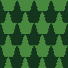 Obraz premium Simple seamless pattern of green Christmas trees. Two-color endless background for your design. Vector illustration
