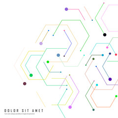 Obraz premium Hexagon connect pattern. Biology, science background. Circle shape. Vector design. Information technology