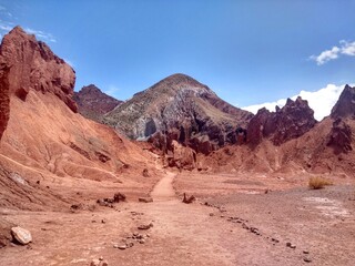 Yerbas Buenas, Valle del Arcoiris - Rainbow Valley, San Pedro de Atacama, Chile. Beautiful and colorful mountains in the Atacama desert, one of the driest places in the world. 
