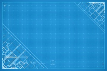 Abstract technology blueprint. Tech vector background. Technical illustration in blue and white color.