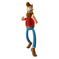 3d illustration of young funny hipster man isolated